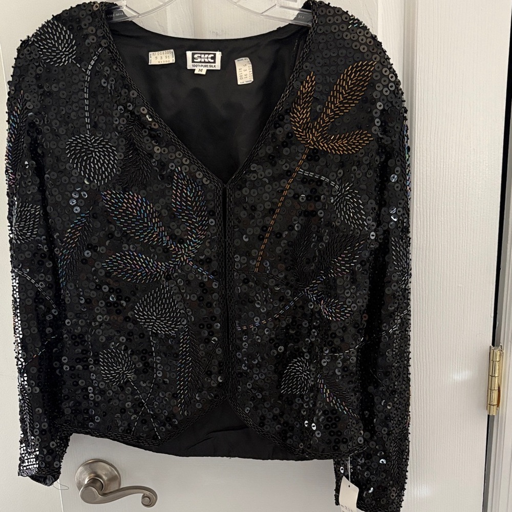 Black Sequin Embellished Women's Jacket